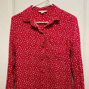Red button down